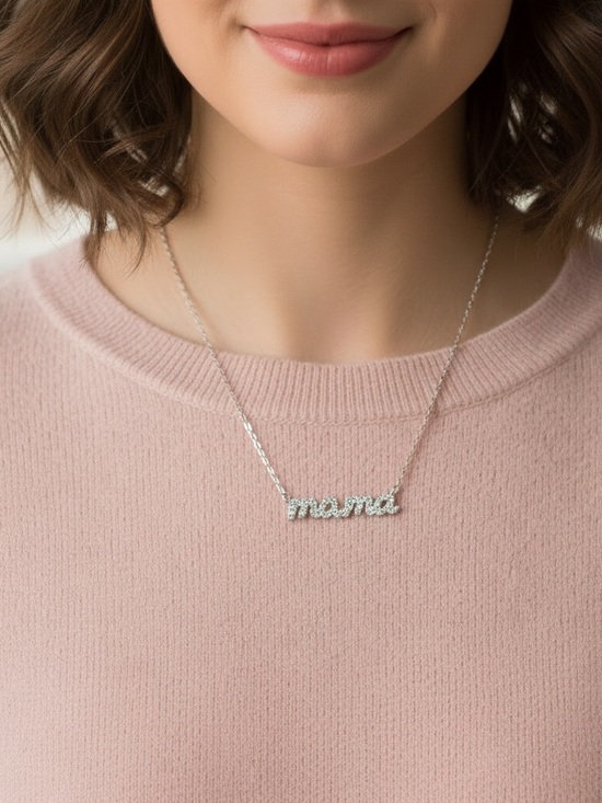 Jewelry - Sterling Silver 'mama' Script Necklace - Silver